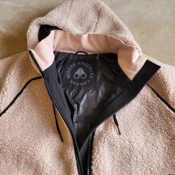 Moose Knuckle Sherpa Jacket Hoodie 3XL XXXL Light Pink Authenicated - Picture 4 of 9